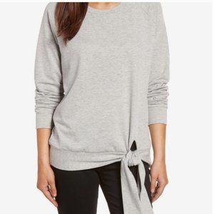 Like New Caslon Bottom Tie Crew Gray Sweatshirt, M